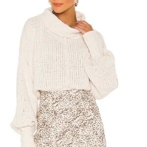 Free People Off White Oversized Turtleneck Sweater